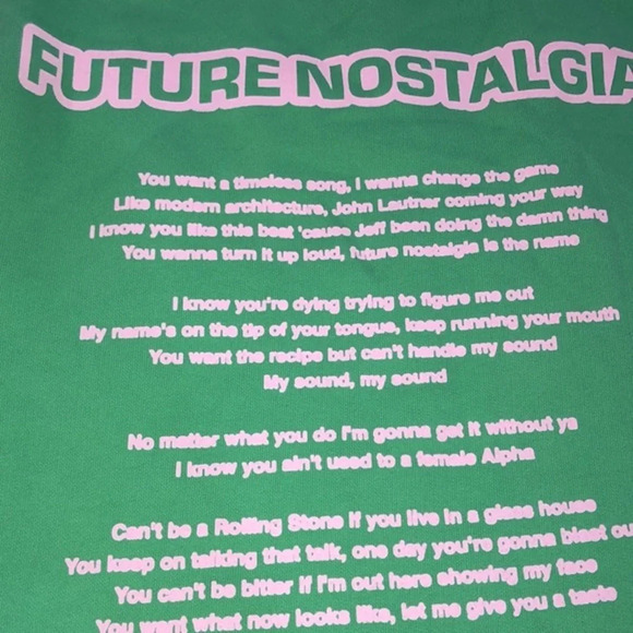 Dua Lipa Future Nostalgia tour merch green sweatshirt size medium - Picture 4 of 8